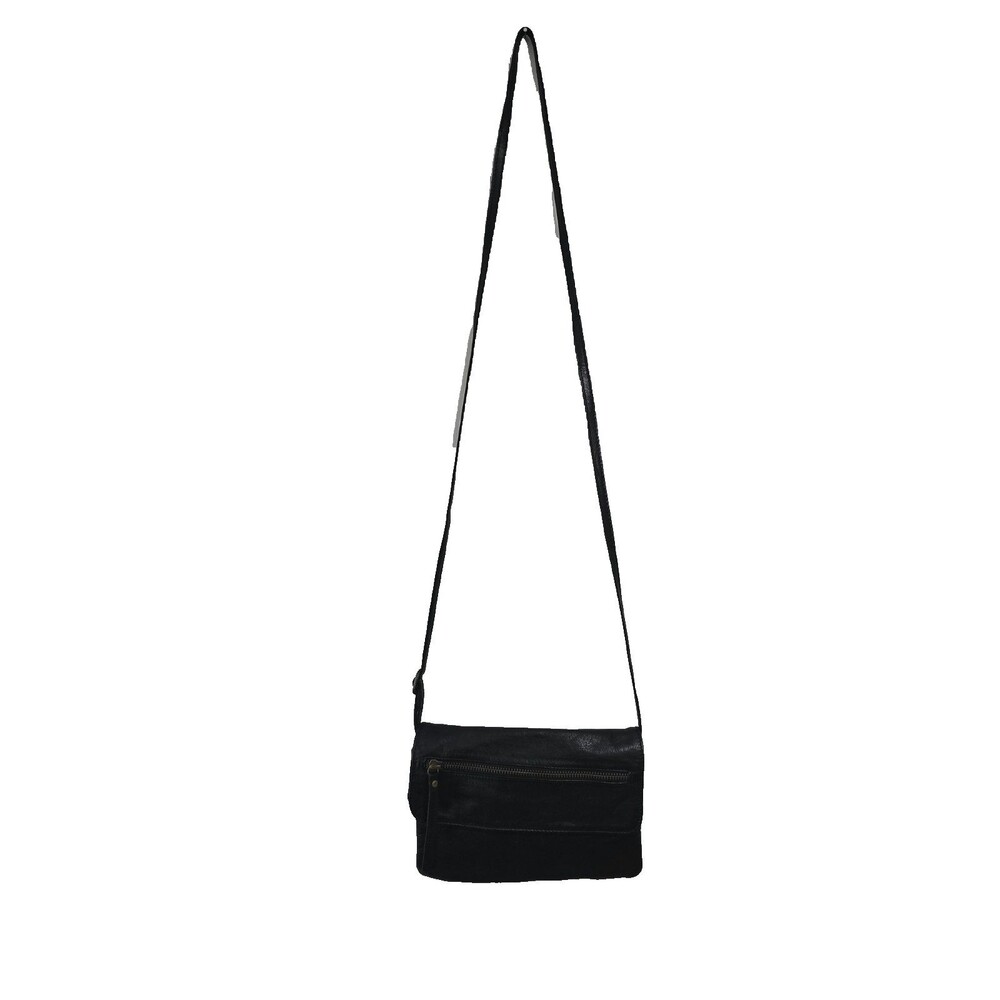Anthropologie Day & Mood "Hazel" Leather Crossbody Bag Black